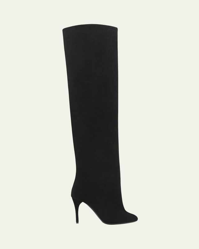 Cuissardes Stiletto Leather Knee Boots